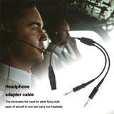 Aviation XLR To GA Dual Plug 5 Pin Headset Connector Black Aircraft Headphone Cable