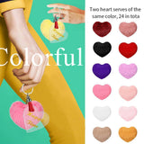 Heart shaped plush ball with tassel heart shaped acrylic key chain embryo DIY keychain jewellery set