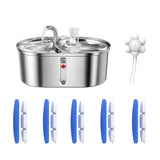 *BAAY US Plug, Cat Water Fountain, Stainless Steel Pet Water Fountain, 3L Capacity, Double Bowl Feeder, Easy Cleaning for Pets