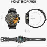 KT91 Smart Watch With Reaction Scroll Wheel LED Flashlight 1.43-inch AMOLED BT Calls 3ATM Waterproof Outdoor Compass Smartwatch