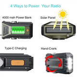 Hand Crank Radios, Emergency Radio NOAA AM/FM, Solar Crank Radio, SOS Alarm, 4000Mah Flashlight, Type-C Charging-A Durable