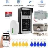New WiFi Tuya Doorbell 1080P HD Video Door Phone Intercom System with Code Keypad Access Fingerprint Unlock add Electric lock