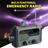Multi-Function Solar Emergency Radio With AM/FM Bands Large Flashlight Hand-Crank Generator Portable Cell Phone Charger