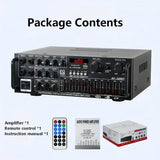 AV-326BT 2.0 Channel Professional Karaoke Amplifier 300W 12V/220V HIFI Amplifier With Display Screen 5-band Equalizer Adjustment