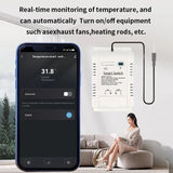 Tuya Wifi 16A Smart Temperature Humidity Switch Power Monitor with Thermostat Probe Sensor for Fish Tank Greenhouse Warehouse