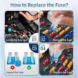 360pcs Of Blade Fuse Assortment Kit,160 Mini Blade Fuses + 90 Standard  Fuses + 50 Micro Fuse + 60 Micro2 Fuses (2A -40A)