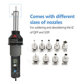 450W Portable Temperature-Controlled Soldering Heat Air Machine 450℃ Hot Air Rework Station SMD Desoldering Tool with 9 Nozzles