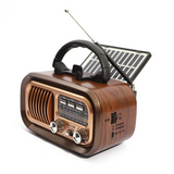 Retro Portable Radio - AM/FM/SW, Bluetooth, Solar/D Battery/USB-C, TWS, TF/USB Playback, Vintage Sound
