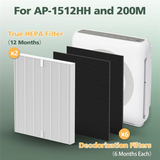 2-Pack Airmega AP-1512HH Filter Replacement For Coway Airmega AP-1512HH And 200M Air Purifiers, HEPA Carbon Pre-Filters