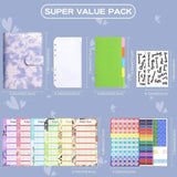 Save Money A6 Budget Binder PU Leather with Zipper Cash Envelopes Budget Planner Organizer Cashew Flowers Expense Sheets