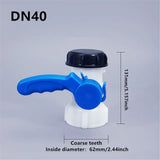 DN40 IBC Tank Tap Pipe Connector 62mm Container Flap Valve Outlet Tap Adapter Stopcock Rain 1000L IBC Integrated Butterfly Valve