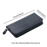 Leather Pen Storage Bag Pencil Pouch with Zipper Vintage Pen Case Holder for Office Receipts Invoices School Stationery Supplies