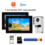 1080P TUYA 7 Inch 2 LCD Touch Screen Video Intercom Access Control Wifi Video Doorbell System Doorphone Door RFID Unlock Camera