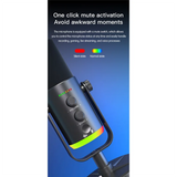 For Podcast For Game Live Streaming USB Dynamic Microphone RGB Gaming MIC Computer Condenser MIC Black