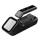 3-in-1 Black Handheld 1D Barcode Scanner 100times/s with 1100mAh Battery 16MB Storage 2.4G BT USB Connection Charging Scanning