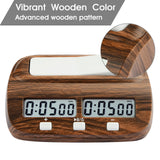LEAP Chess Clock Digital Chess Timer with Delay and Professional for Board Games Timer Wood Grain Color, Model PQ9907S,