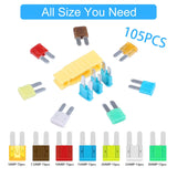 105 Pcs Micro2 Fuses  ATR APT Blade Fuse (5A 7.5A 10A 15A 20A 25A 30Amp)  with Fuse Puller, Fuses for Car, Boat, RV, Truck, SUV