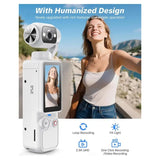 1080P Wifi Video Recorder Camera With 180° Rotating Lens Handheld Body Camera, POV Vlogging Camera Includes 32GB Storage C