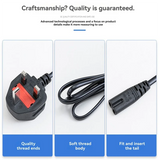 Power Cord With Fuse 1.5M Large 8-Shaped Standard British Style Camera Charger Hong Kong Plug