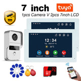 4 Wire Digital Video Intercom System 7 Inch Wireless 5G WIFI Monitor 1080P Doorphone Camera Video Doorbell Card Tuya App Unlock