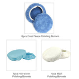 20pcs 5-6 Inch Buffer Bonnets Waxers Bonnet Set 12 Microfiber 4 Wool 4 Non-Woven Buffering Waxing Polishing Pads Cover for Car