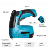 3.7V Electric Nail Gun Li-Ion Mini Brad Nailer Industrial Grade Cordless Staple Gun Brad Naile with USB Charger & Staple & Nails