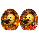 New 2Pcs Halloween Ghostly Book Lamp With Warm LED Light For Bedroom Living Room Office Desk Halloween Party Decoration
