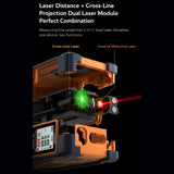 SNDWAY 4-in-1 Green Laser Rangefinder with Tape Measure，Dual-Sided Color Screen, Rechargeable, Multifunctional Measuring Tool