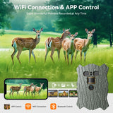 4K 46MP WIFI Solar Powered Wildlife Hunting Trail Camera Photo Traps with 8MP Sensor 5000mAh Lithium Battery App Control