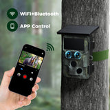 SunGusOutdoors 4K 60MP WiFi  Solar Powered Dual Lens Wildlife Trail Camera Trap with 13MP SONY Native Sensor App Setting