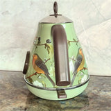 EU Plug Compatible 1.7L Retro Electric Kettle 1850W Stainless Steel Handmade Decals Auto Power Off Teapot For Quick Boiling