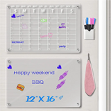 2 Pcs Acrylic Magnetic Dry Erase Board Planner Board For Refrigerator (16Inx12in)