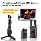 500M Wireless HDMI Extender UVC Live Streaming Video Transmitter and Receiver for DJI Pocket 3 4 Action5/pro/6 Camera Laptop PC