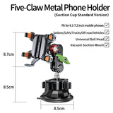 Five Claw Metal Vacuum Adsorption Car Phone Holder Bracket for Off-road Vehicles Sturdy Stable for 6.1-7.2 Inch Phones