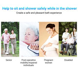 Wall Mounted Folding Shower Bench with Non-slip Feet, Drainage Holes, Shower Head Slot, 42~53cm Height Adjustable, White &