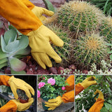 1 Pair Long Thorn Proof Rose Pruning Gloves Labor Gardening Gloves Breathable Leather Labor Protection Long Elbow Gloves