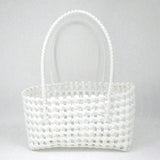 LEFTSIDE Small Solid Color Weave Tote Bags for Women 2025 Fashion Summer Shoulder Bags Simple Handbags Hollow Out Beach Bag
