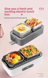 2.4L Double-layer Heated Lunch Box 220V Electric Heating Insulated Lunch Box 304 Stainless Steel Inner Pot Lunch Heater