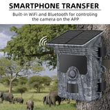 RD7000Pro 4K WIFI 112MP Solar Powered Wildlife Trail Camera Photo Traps with 5200mAh Li-Battery for Hunting, Home Security