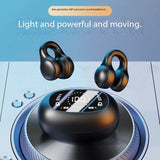 New Mirror Surface Digital Display Soft Silicone Ear Clip Wireless Bluetooth Headphones with Noise Reduction, High-Definition