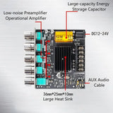 DC 12-24V Digital Amplifier Module Left/Right Channels + Subwoofer Output BT SZM & AUX Audio Input for 20-100W 4-8Ω Loudspeaker
