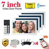 7Inch Touch Monitor Video Wifi Intercom Tuya Smart Home video 2/3/4 Family Apartment doorbell System 1080P Wide angle Camera
