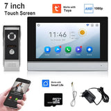 4 Wires Tuya Wifi Video Intercom System 1080P Smart Home Video Doorphone 7" Color Touch Screen Wireless Doorbell Apartment