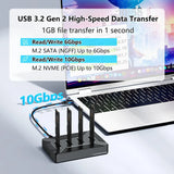 Blueendless 4-Bay M.2 NVME SATA SSD Enclosure Tool-Free, USB 3.2 Gen 2 10Gbps External Hard Drive Docking Station for M.2 NVMe