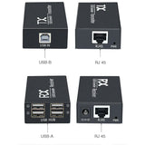 1 Pair USB 2.0 Extender Up to 120M Over CAT6 Cable TX RX 4 USB Extension Metal Hub Adapter Lengthen for PC Computer Peripherals