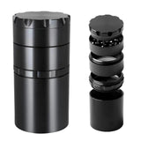 1 Set of One-Piece Design, 50MM-5-Ply Flat Plate Manual Spice Grinder With Storage Gar, Chamfered Aluminum Alloy Grinder