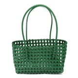 LEFTSIDE Small Solid Color Weave Tote Bags for Women 2025 Fashion Summer Shoulder Bags Simple Handbags Hollow Out Beach Bag