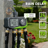 Rainpoint IP65 Digital Irrigation Water Timer 4 Out Manual Programmable Watering System Rain Delay Hose Yard Lawn Garden Tools