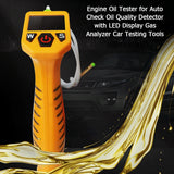 Yellow Engine Oil Tester with LED Display, 800mm Hose, 5.3mm Probe, 4 AAA Batteries (Not Included), ABS Material, Car Testing