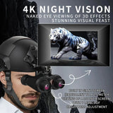 Naked Eye 3D VR Night Vision Device, Head Helmet Mounted, 4K HD Tactical Digital Infrared Binoculars, Night Vision